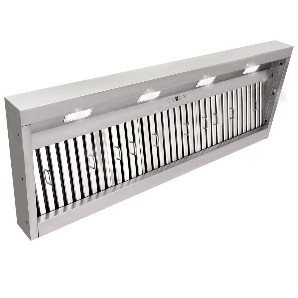 54" Stainless Steel Insert Range Hood with LED Lights and Charcoal Filter