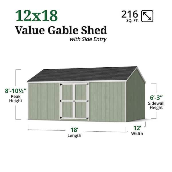 Little Cottage Co. Value Gable 12 ft. x 18 ft. Outdoor Wood