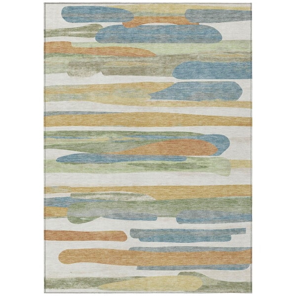 Chantille Machine Washable Indoor/Outdoor Abstract ACN2542 Ivory 9 ft. x 12 ft. Area Rug