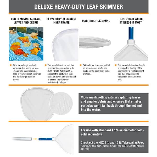 HDX Heavy-Duty Aluminum Leaf Skimmer for Swimming Pools and Spas 61291 - The  Home Depot