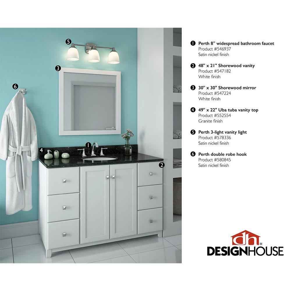Perth Satin Nickel 8-Inch Dual Handle Modern Bathroom Faucet
