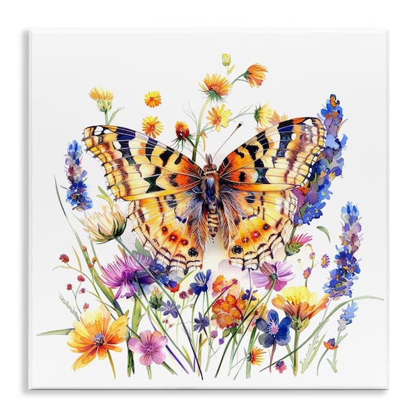 Stupell Industries Garden Flowers and Butterfly by LSR Design Studio Unframed Animal Graphic Art Print 12 in. x 12 in.
