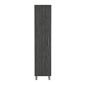 15.7 in. W x 11.7 in. D x 70.8 in. H in Tall Narrow Storage Cabinet w/5-Tier Shelf, Broom Hangers and Metal Hardware Oak