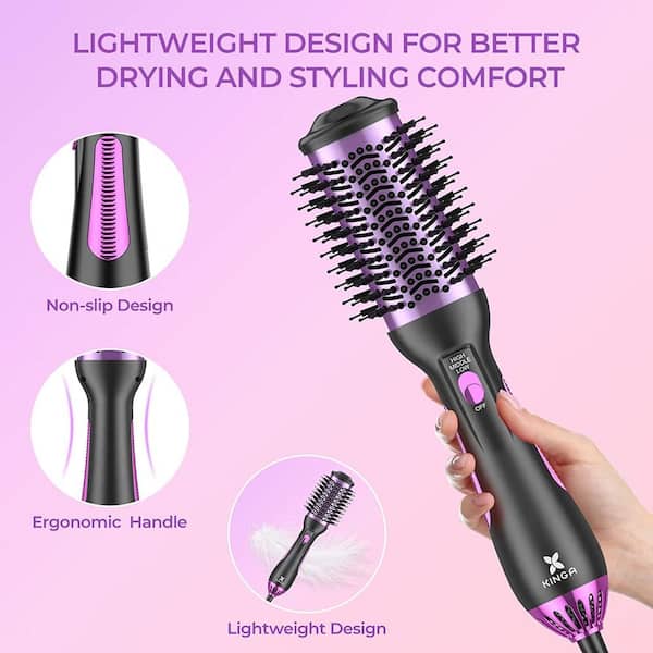 Aoibox 5 in 1 One-Step Ceramic Coating Hair Dryer Brush Oval Shape  Professional Hot Air Brush, Purple SNSA10HL005 - The Home Depot