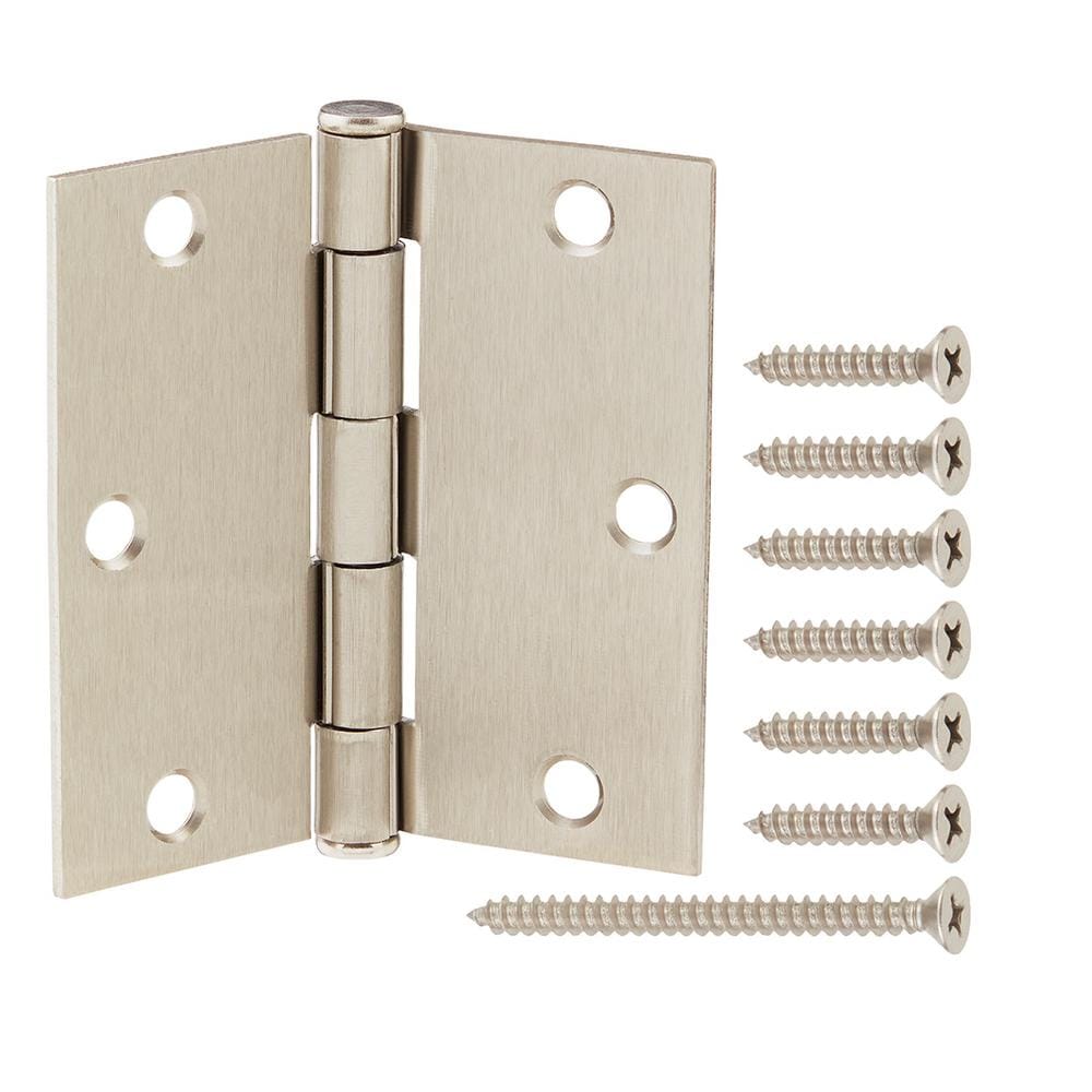 3-1/2 in. Square Radius Satin Nickel Squeak-Free Door Hinge