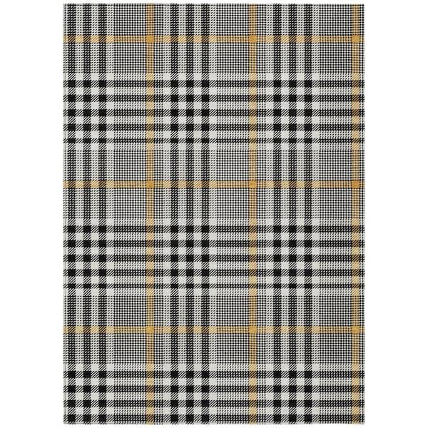 Chantille Machine Washable Indoor/Outdoor Abstract ACN1054 Black 8 ft. x 10 ft. Area Rug