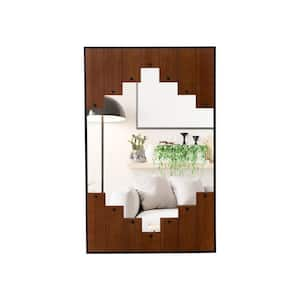 40 in. x 26 in. Decorative Rectangle Framed Wall Mount Bathroom Vanity Mirror with Piano Key-Shaped Frame