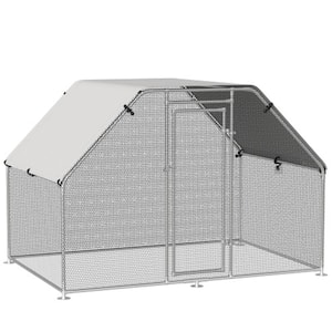 79.2 in. x 6.4 ft. x 9.8 ft. Metal Walk in. Hardware Cloth Flat Shaped Chicken Run Chicken Coop with Waterproof Cover