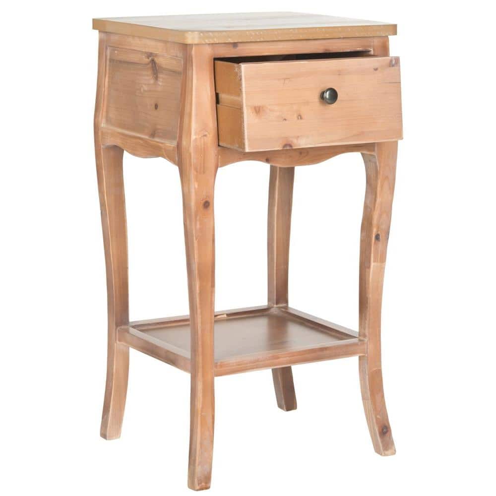 Transitional Black/Brown Fir Wood End Table with Storage