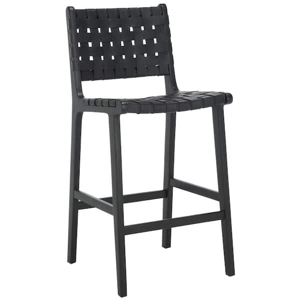 Adah Black Leather Bar Stool