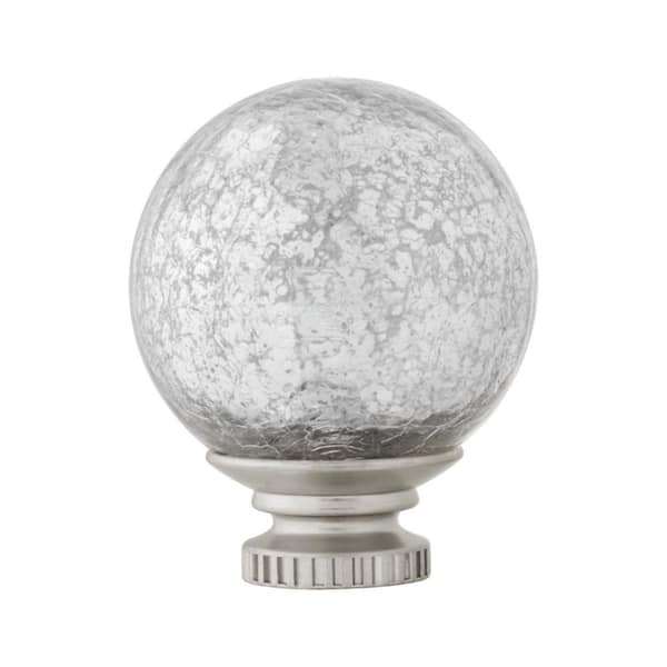 Home Decorators Collection Mix And Match Brushed Nickel Glass Sphere Curtain Rod Finial (Set of 2)
