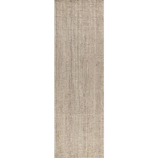 Light Ivory 2 ft. x 12 ft. Pata Hand Woven Chunky Jute Runner Rug