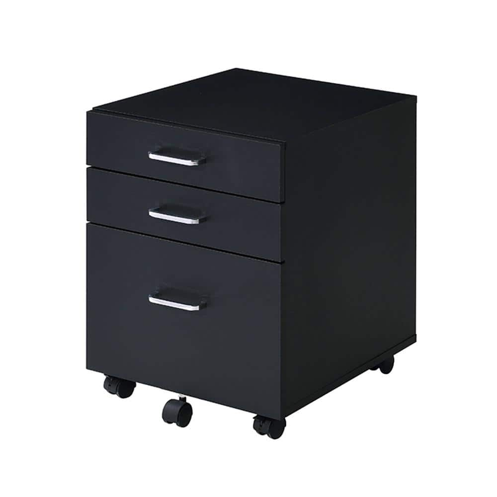 Acme Furniture Tennos Black & Chrome Finish File Cabinet with Drawers