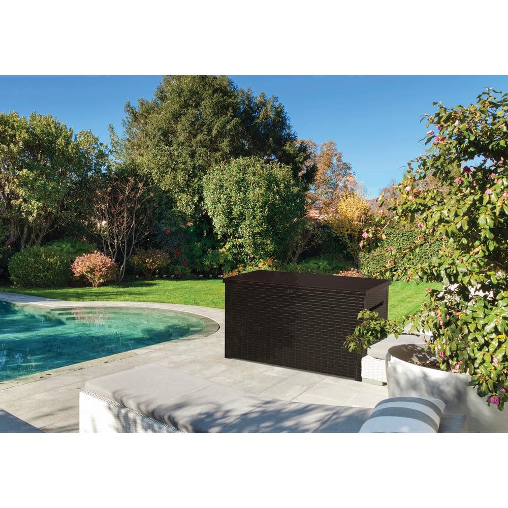 Java 230Gal Oversized Wicker-Resin Deck Box with Lockable Lid - Brown