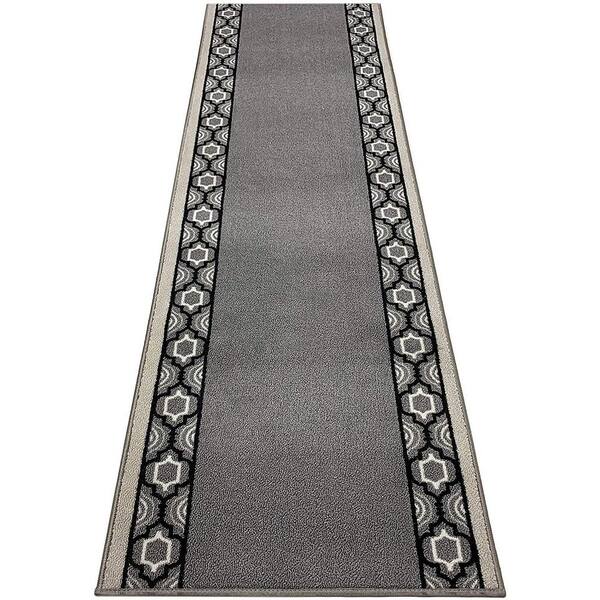 Ottomanson Lifesaver Collection Non-Slip Rubberback Solid 3x15 Indoor/Outdoor Runner Rug, 2 ft. 7 in. x 15 ft., Black