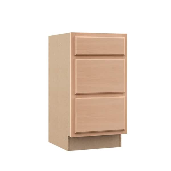 Recessed Panel 18 in. W x 24 in. D x 34.5 in. H Assembled 3 Drawer Base Kitchen Cabinet in Unfinished