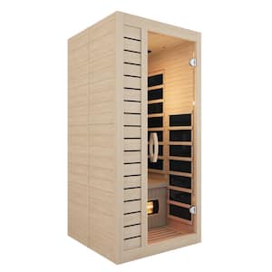 Home Sauna Room 1-Person Indoor Hemlock Wooden Infrared Sauna Spa with Bluetooth Digital Control Panel