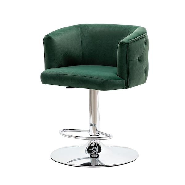 JAYDEN CREATION Magali 35.5 in. Green Bar Stool with Metal Swivel Base