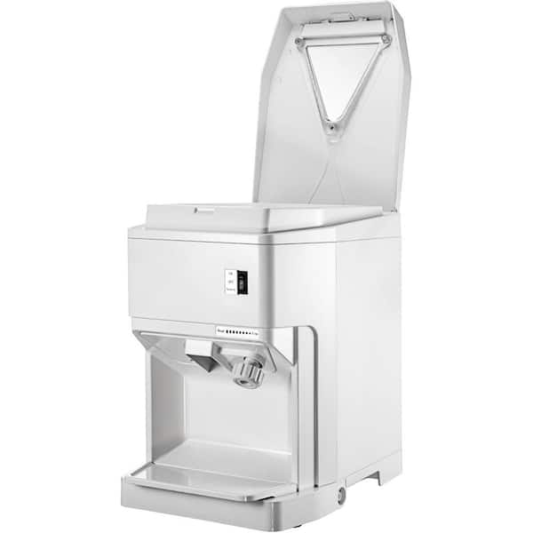 SVOPES Electric Ice Shaver Machine 80 oz. 265 lbs. /H White Commercial Snow Cone Machine 250-Watt Ice Crusher w/ Hopper and Lid