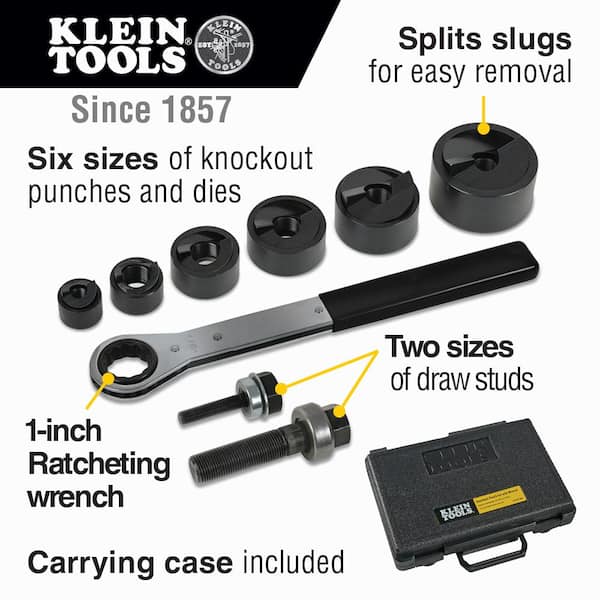 9-Piece Knockout Punch with Wrench Set, 1/2-in. to 2-in.