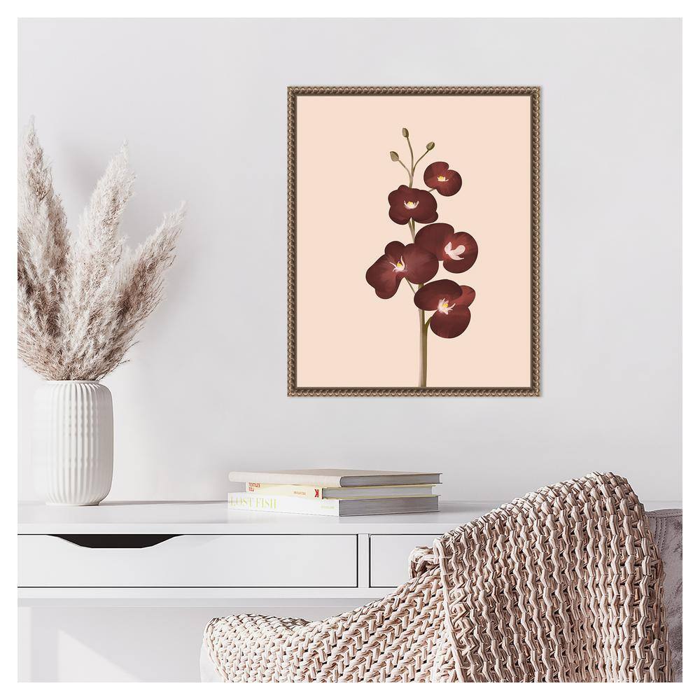 Burgundy Orchid Floral 16"x20" Framed Canvas Wall Art