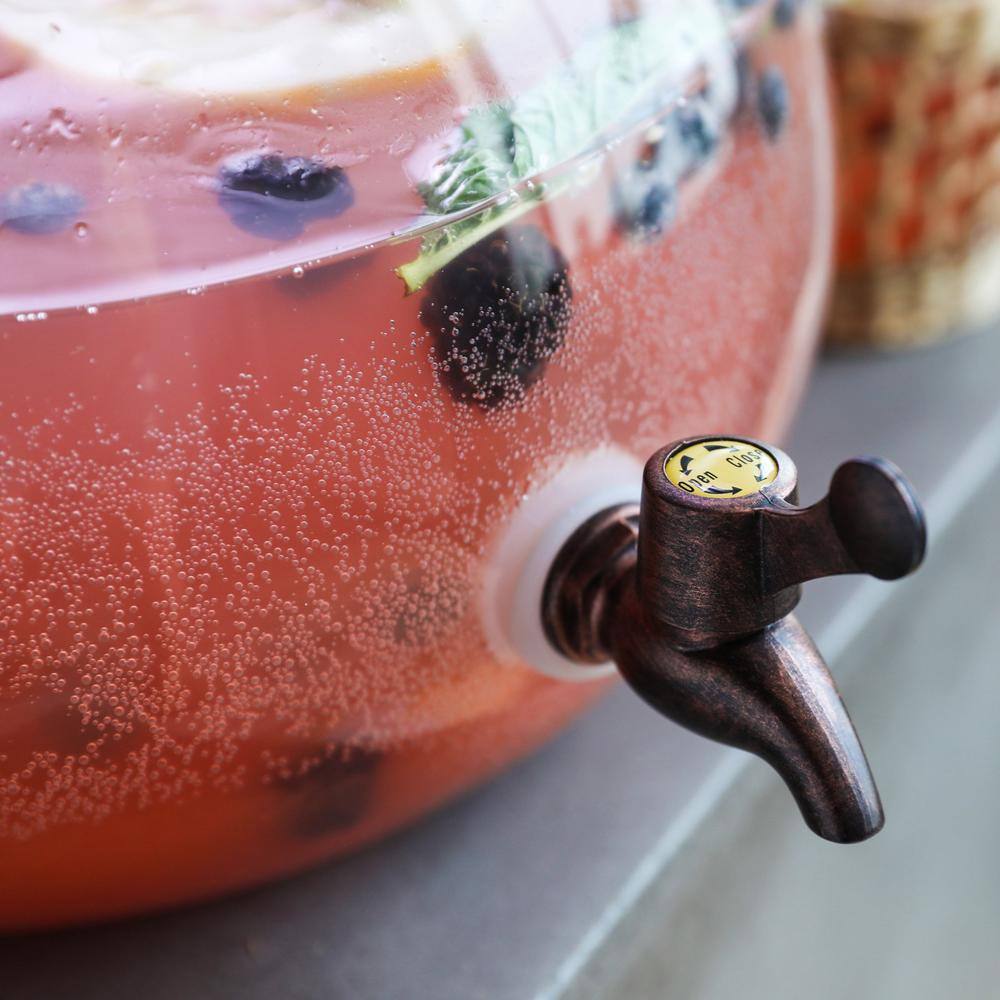 Teardrop Glass Beverage Dispenser with Cork Top and Silver Spigot