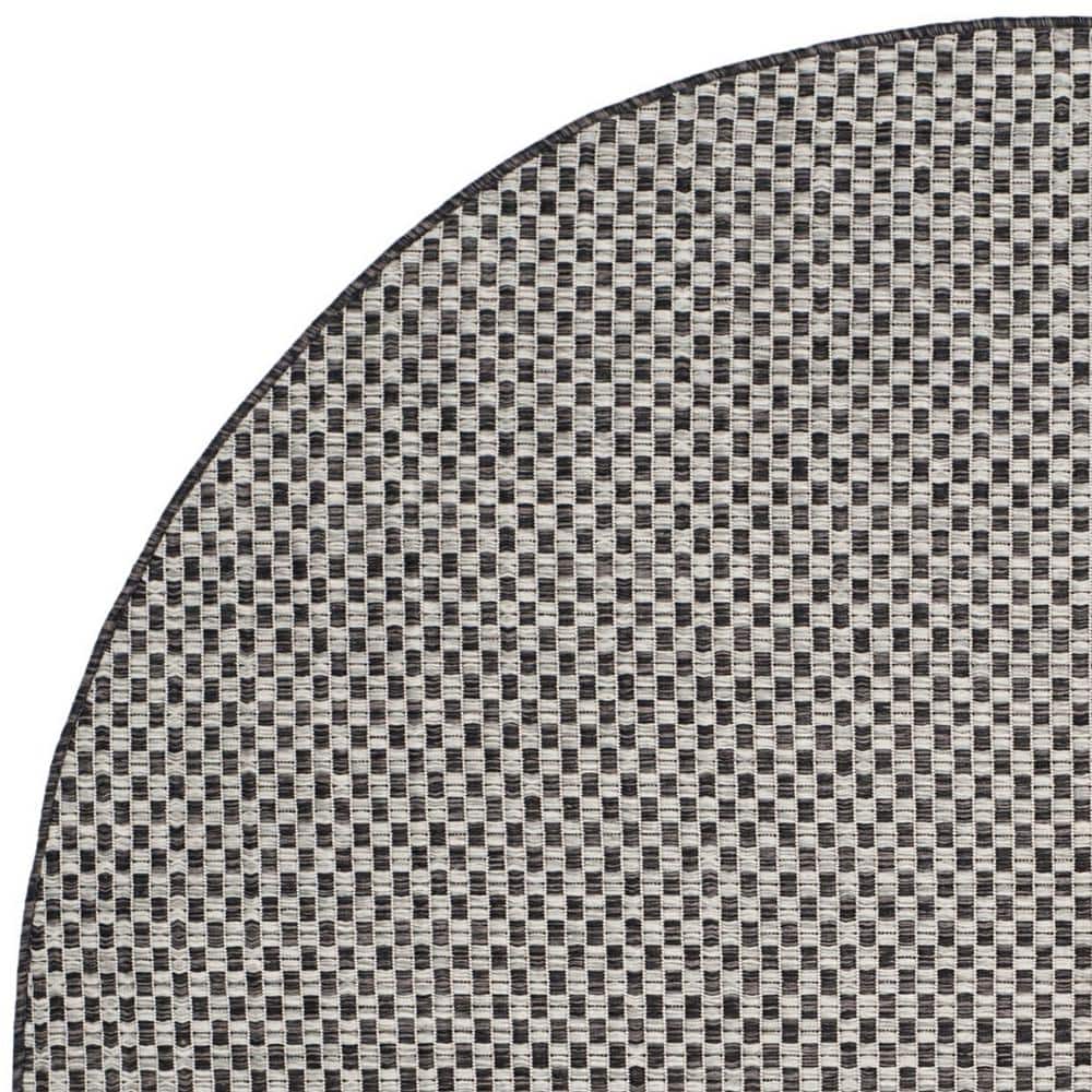 Eclipse Black 5'3" Round Synthetic Easy-Care Area Rug