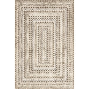 Carley Beige 10 ft. x 14 ft. Machine Washable Geometric Area Rug