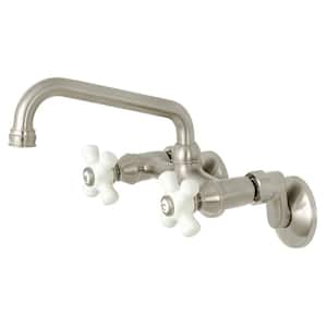Kingston 2-Handle Wall-Mount Standard Kitchen Faucet in Brushed Nickel