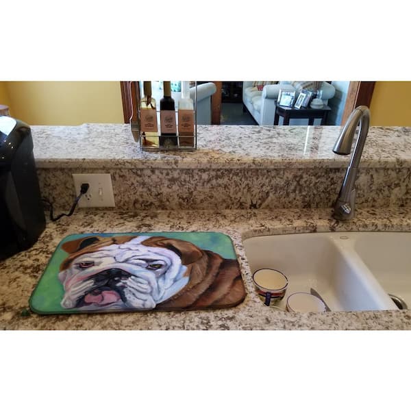 Caroline's Treasures 14 in. x 21 in. Multi-Color Admiral the English Bulldog Dish Drying Mat