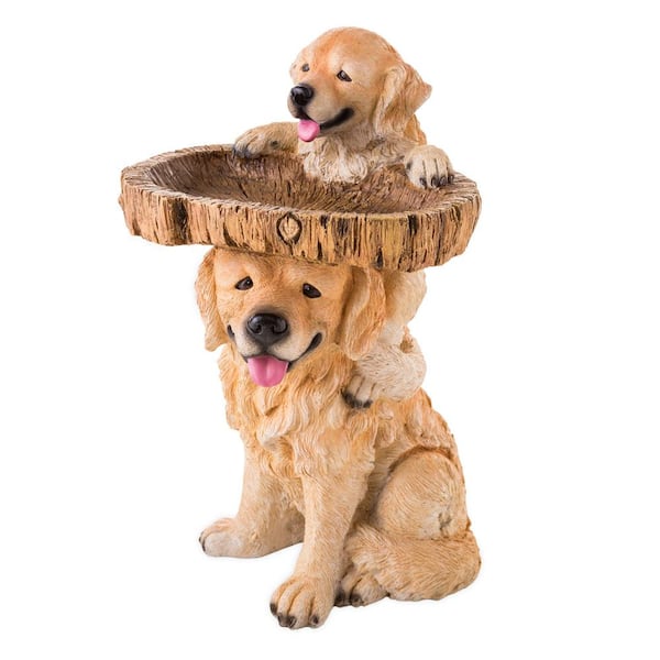 Evergreen Playful Puppies Resin Birdbath