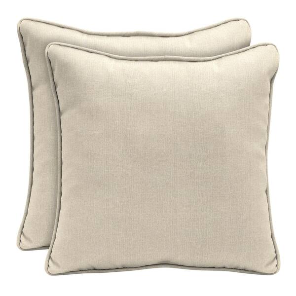 Home Decorators Collection Sunbrella Canvas Flax Square Outdoor Throw Pillow (2-Pack)