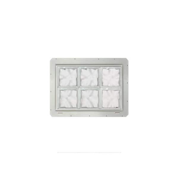 CrystaLok 24.25 in. x 16.75 in. x 3.25 in. Wave Pattern Vinyl Framed Glass Block Window with White Colored Vinyl Nailing Fin