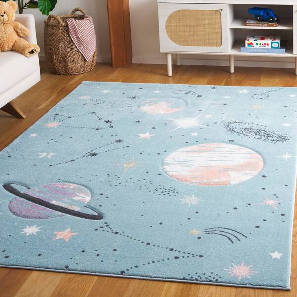 Carousel Kids 2 ft. x 3 ft. Teal/Orange Galaxy Area Rug