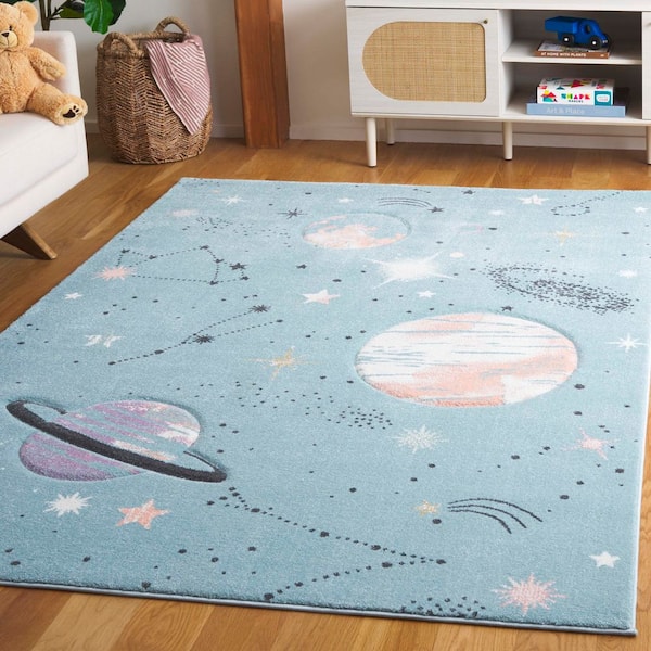 Carousel Kids 8 ft. x 10 ft. Teal/Orange Galaxy Area Rug