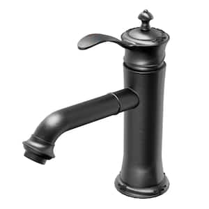 Vineyard Single-Handle Single-Hole Basin Bathroom Faucet with Matching Pop-Up Drain in Gunmetal Grey