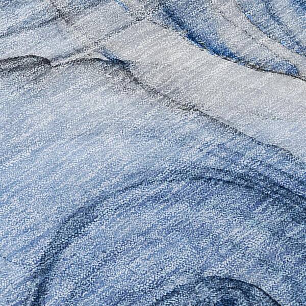 Ivory Blue and Gray 10 ft. x 14 ft. Abstract Indoor / Outdoor Area Rug