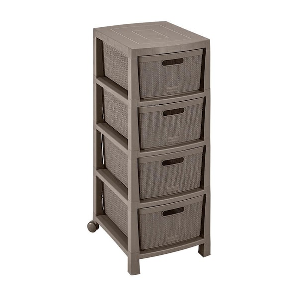 Rimax 4-Drawers Mocha Storage Rolling Cart