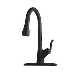 Touchless Single Handle Pull Down Sprayer Kitchen Faucet with Pull Out Spray Wand in Matte Black