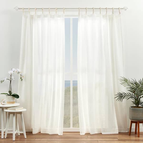 EXCLUSIVE HOME Duncan Natural Solid Sheer Braided Top Curtain, 54 in. W x 84 in. L (Set of 2)