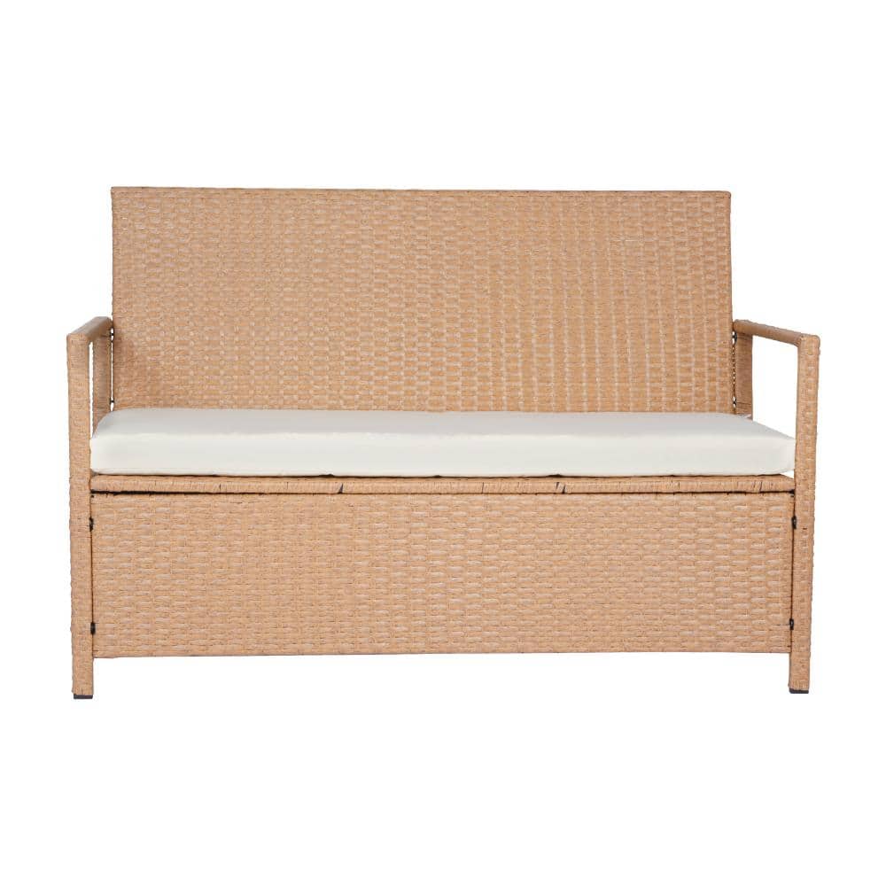 70 gal. Outdoor Storage Bench, PE Rattan Deck Box with Cushion, 2-Person Seat Weather Resistant price history on PriceWatchPro