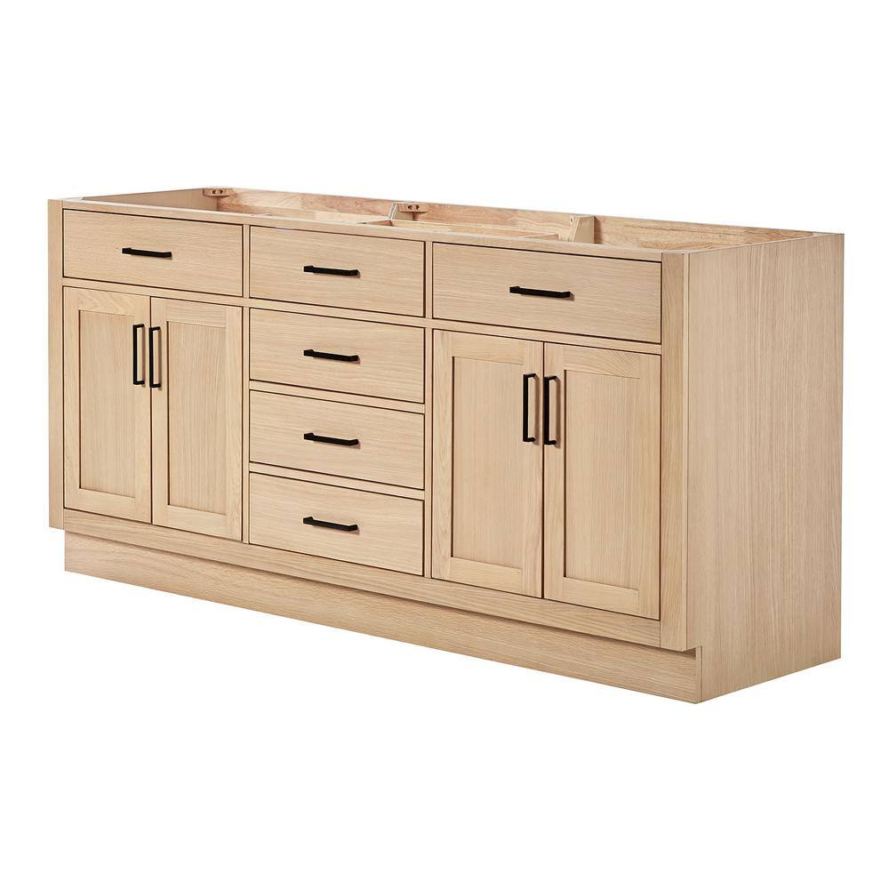 Hepburn 72" Light Brown Oak Double Freestanding Vanity Base
