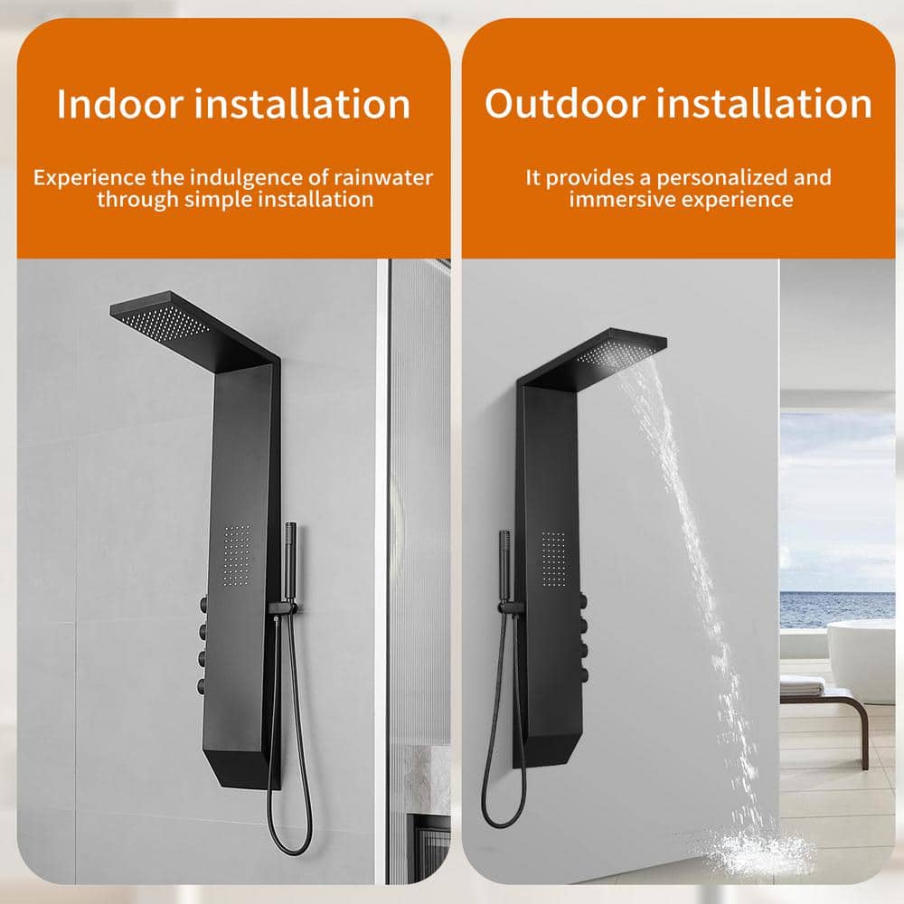 Matte Black Multi-Function Brass Shower Panel System