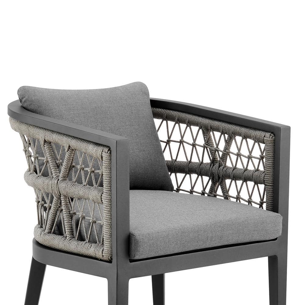 Zella Gray Aluminum Outdoor Dining Arm Chair with Cushions