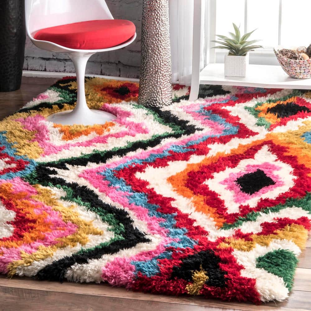 Carnival Abbey Multicolor Abstract Shag Area Rug, 7.6' x 9.6'