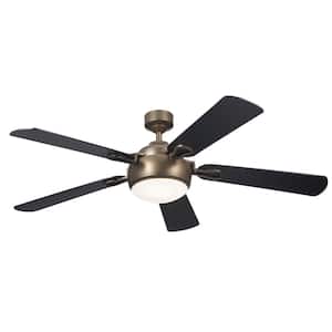 Humble 60 in. Indoor Character Bronze Downrod Mount Ceiling Fan with Integrated LED with Wall Control Included