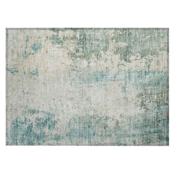 Chantille Machine Washable Indoor/Outdoor Abstract ACN2869 Teal 2 ft. x 3 ft. Accent Rug