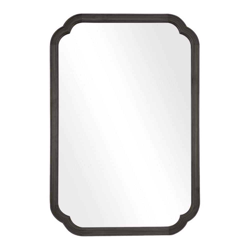 Black Frame 24 in. W x 36 in. H Farmhouse Wood Framed Decorative Mirror
