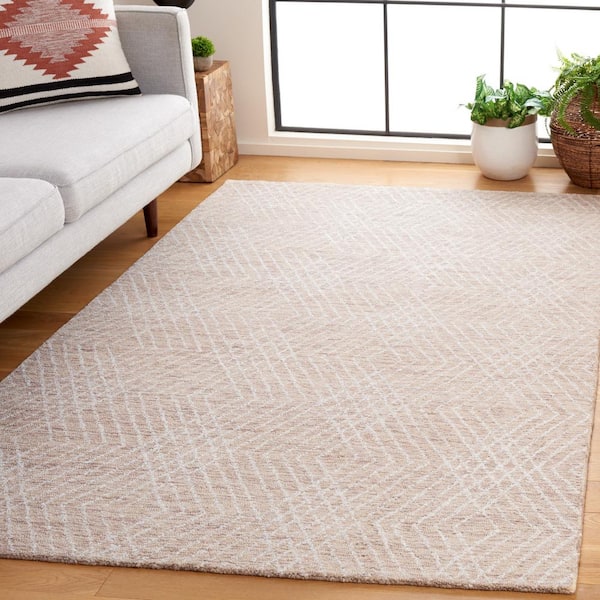 Abstract 6 ft. x 6 ft. Square Beige/Ivory Chevron Marle Area Rug
