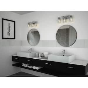 Inspiration 23.19 in. 3-Light Brushed Nickel Bathroom Vanity Light with Glass Shades